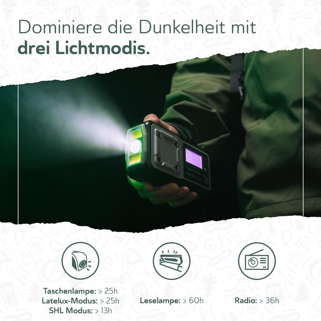 Notfallradio mit Kurbel & Solar, Grau DAB+