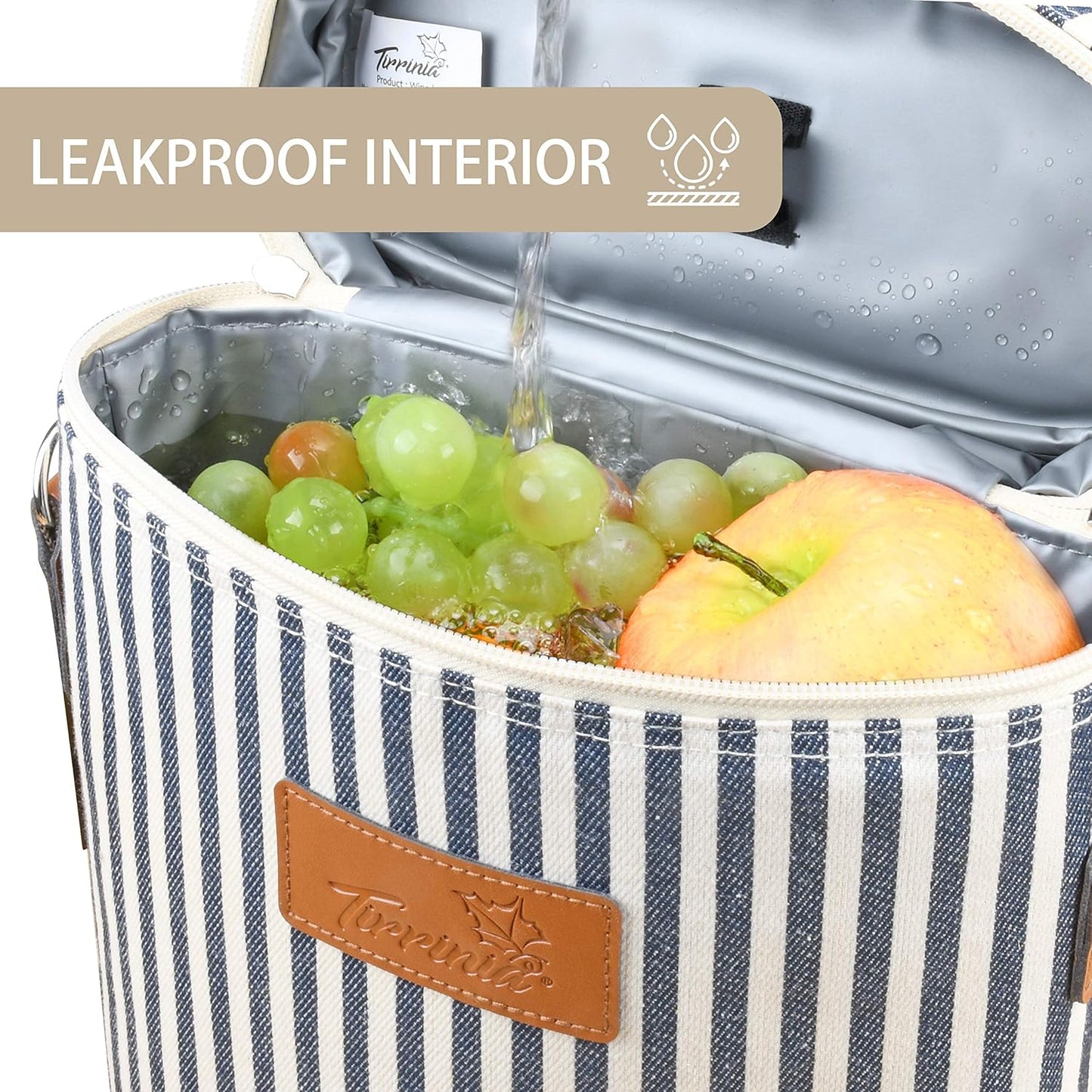 Flaschentasche für 2 Flaschen mit Korkenzieher, Kühltasche 2 Flaschen - Streifen