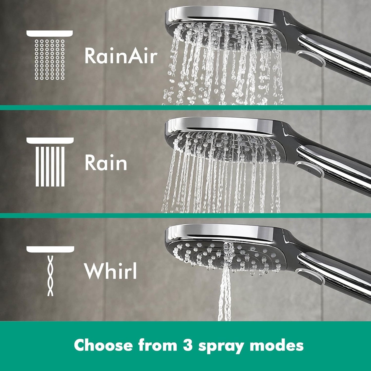 Raindance Select E Duschkopf mit EcoSmart (3 Strahlarten), Chrom 3 wassersparende Strahlarten