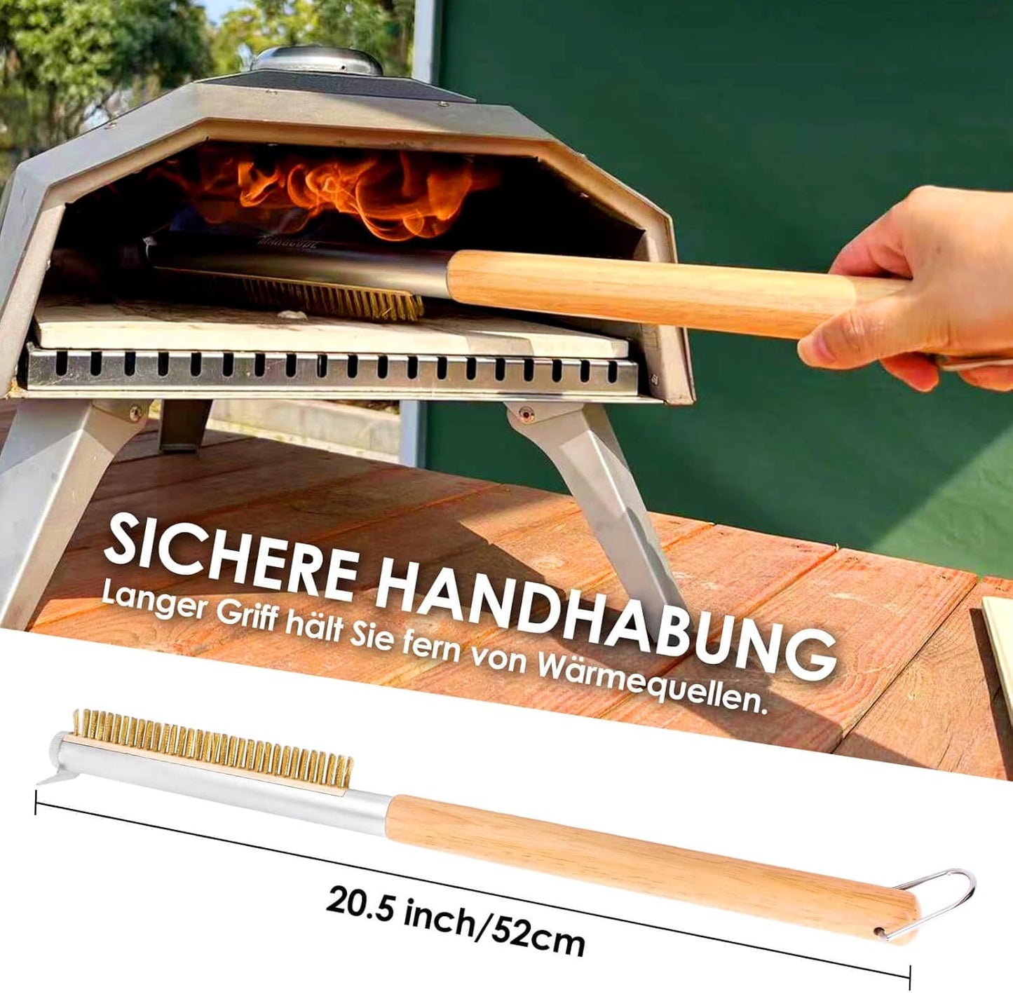 Pizzaofen-Bürste mit Schaber