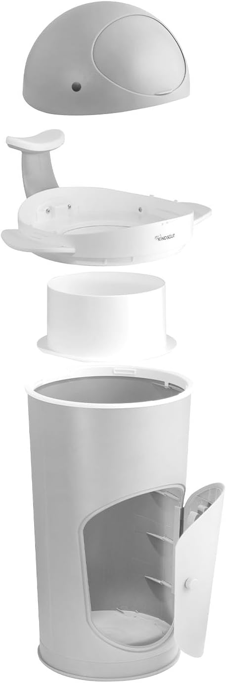 Windeleimer mit doppelte Geruchsklappe Wal-Design, hellgrau