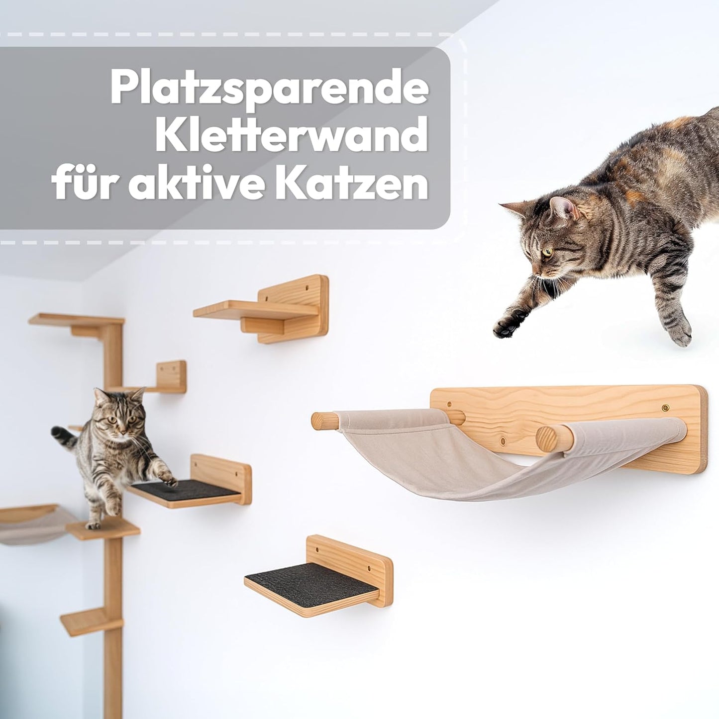 5-teiliges Hängematten-Set für Katzen, 5-teilig Beige