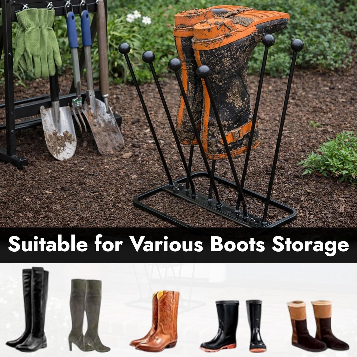 Stiefelknecht, 4 Paar Stiefel Zahnstange