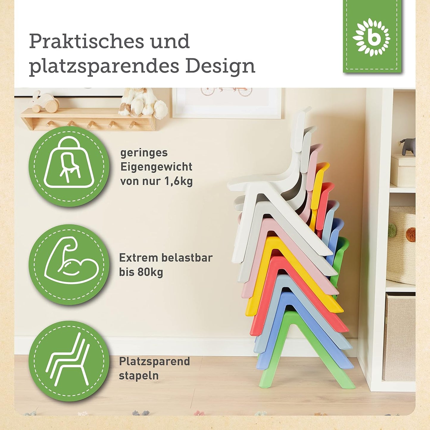 Stapelbarer Kinderstuhl, Grün