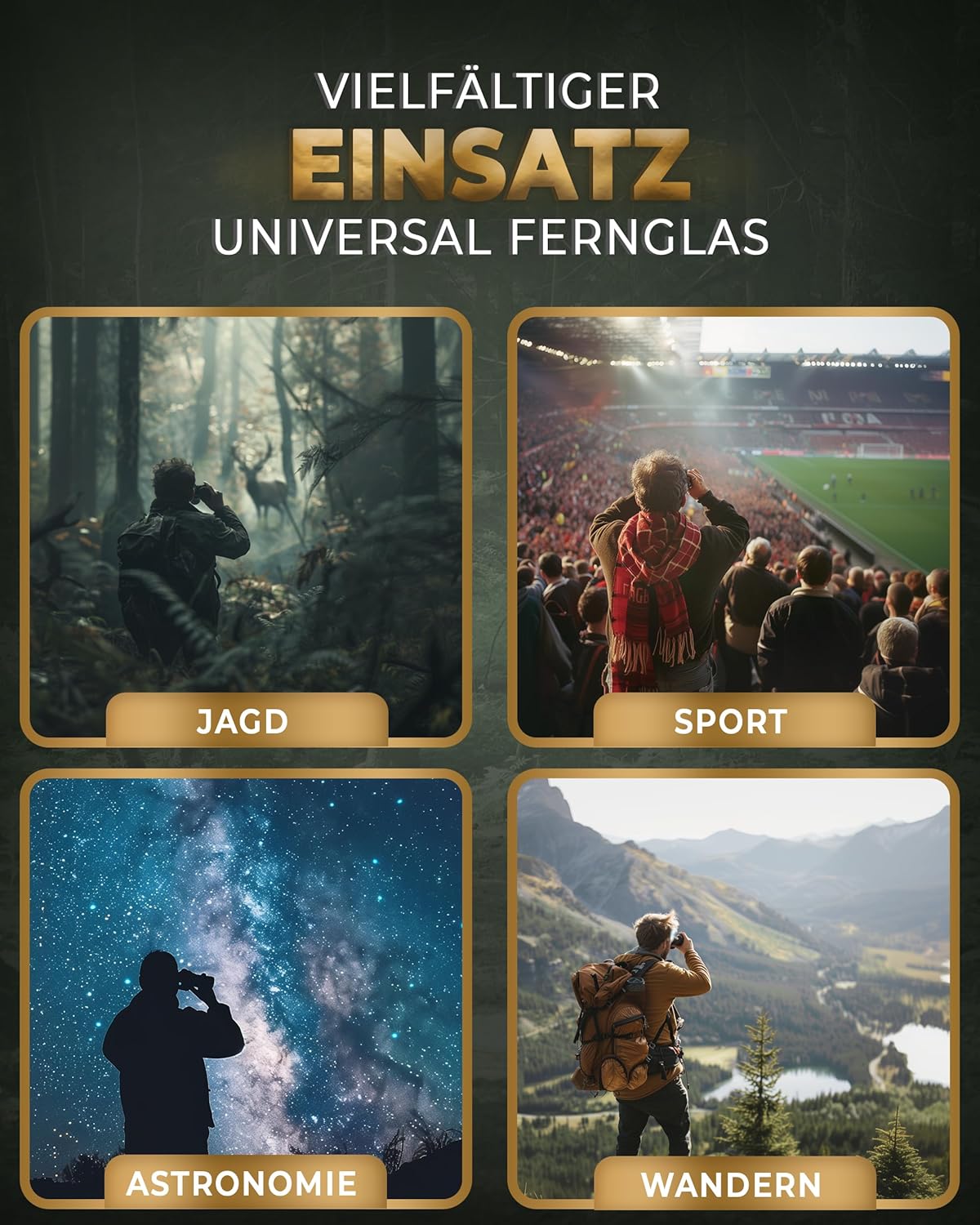 Fernglas 12x42 für Brillenträger, 12x42 Schwarz