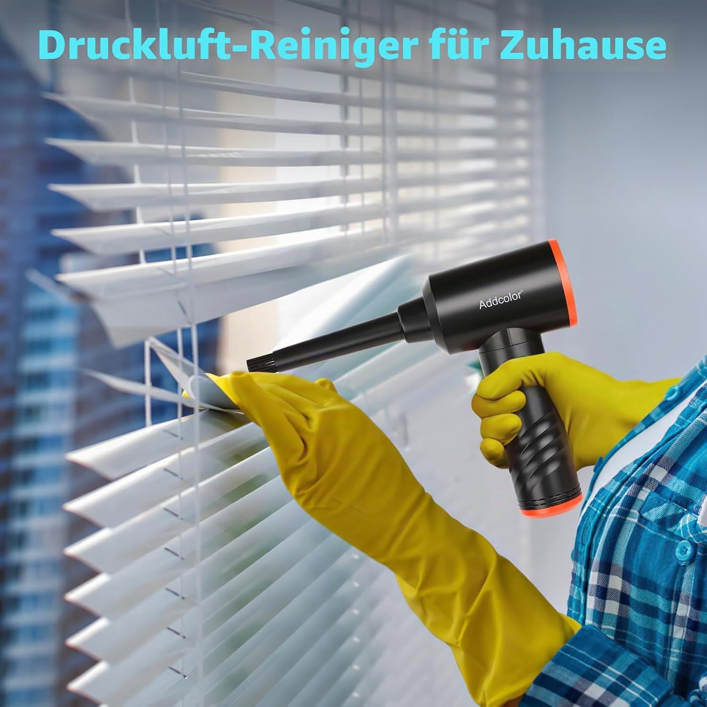 Elektrisches Staubgebläse AD38 mit LED-Licht und 3-Gang, Schwarz