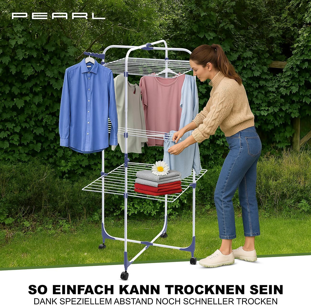 Wäscheturm mit Rollen
