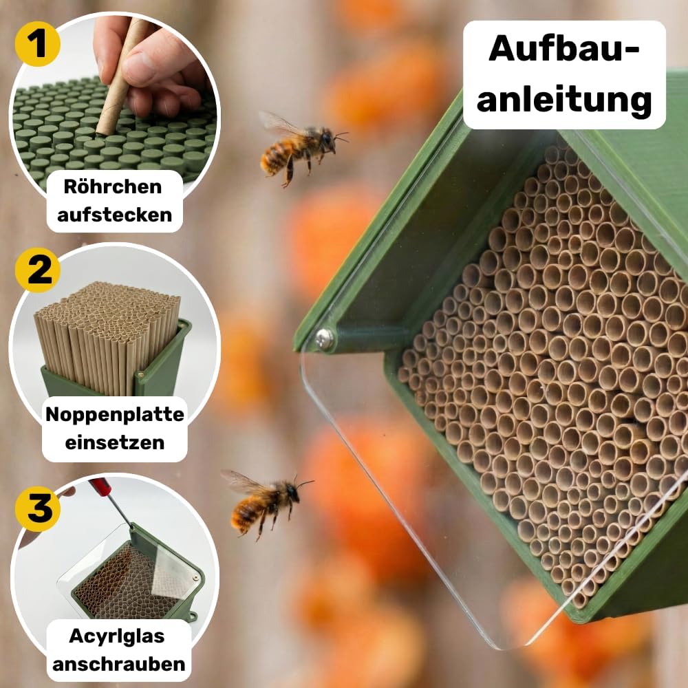 Insektenhotel mit 266 Nisthülsen zum Selbstaufbau