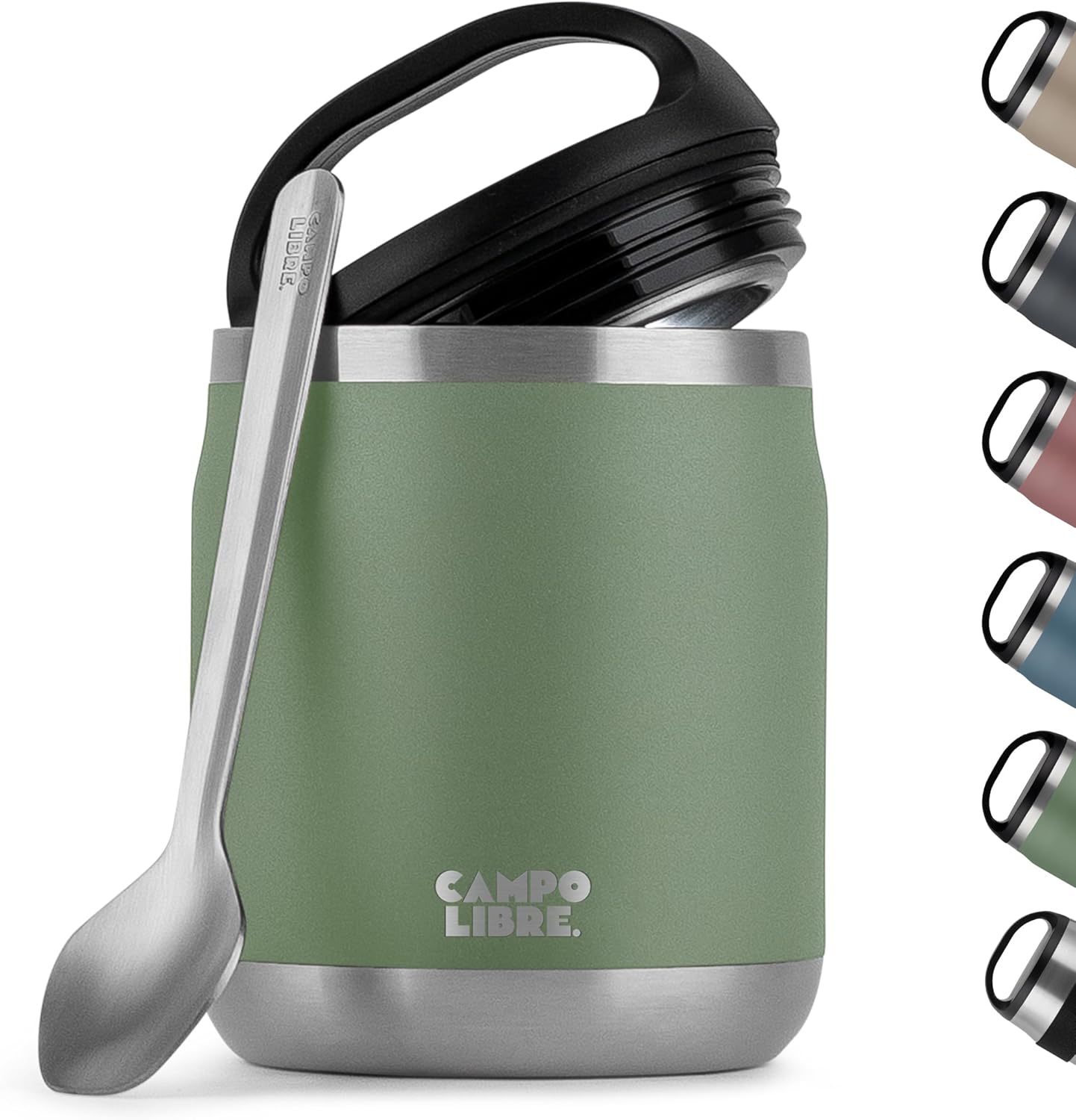 Thermobehälter für Essen mit Löffel, 600ml, 600ml Moos