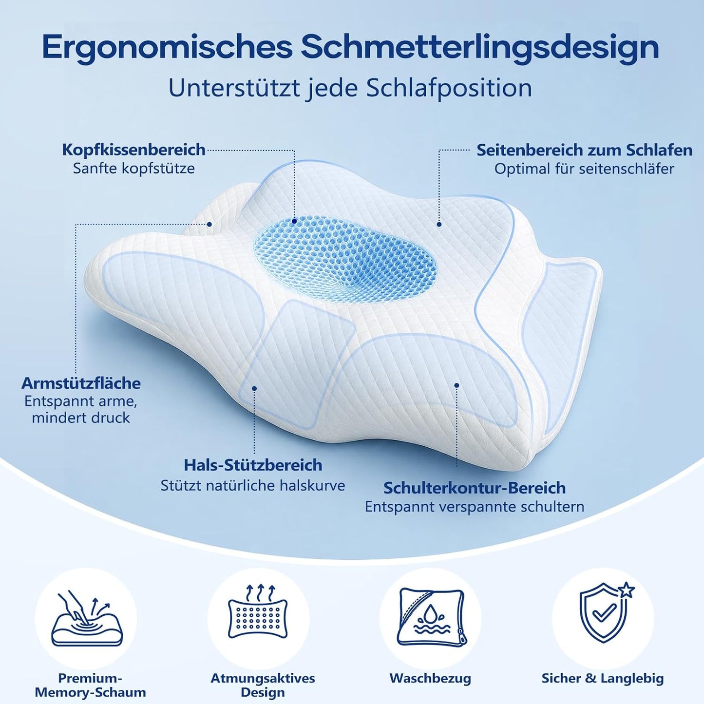 Ergonomisches Nackenstützkissen, Weiss