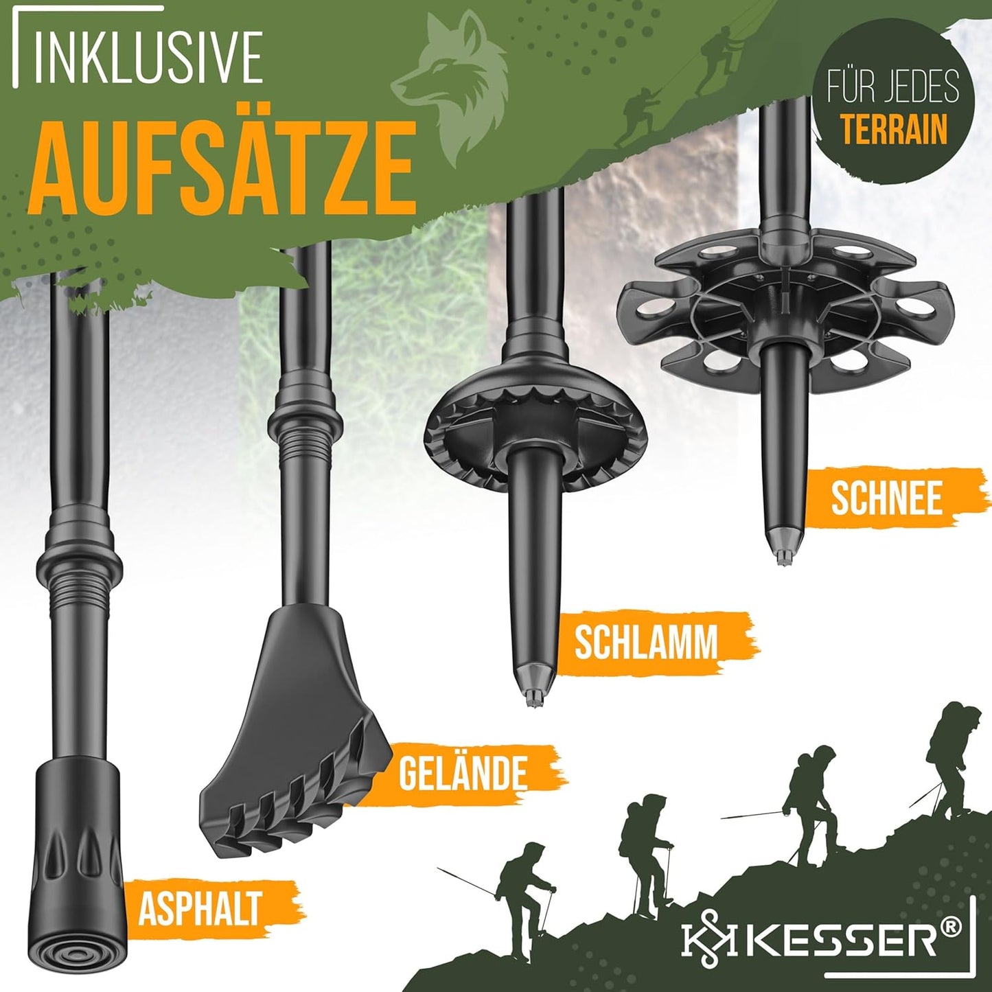 Faltbare Wanderstöcke aus Carbon, Teleskop - 105-135cm Carbon