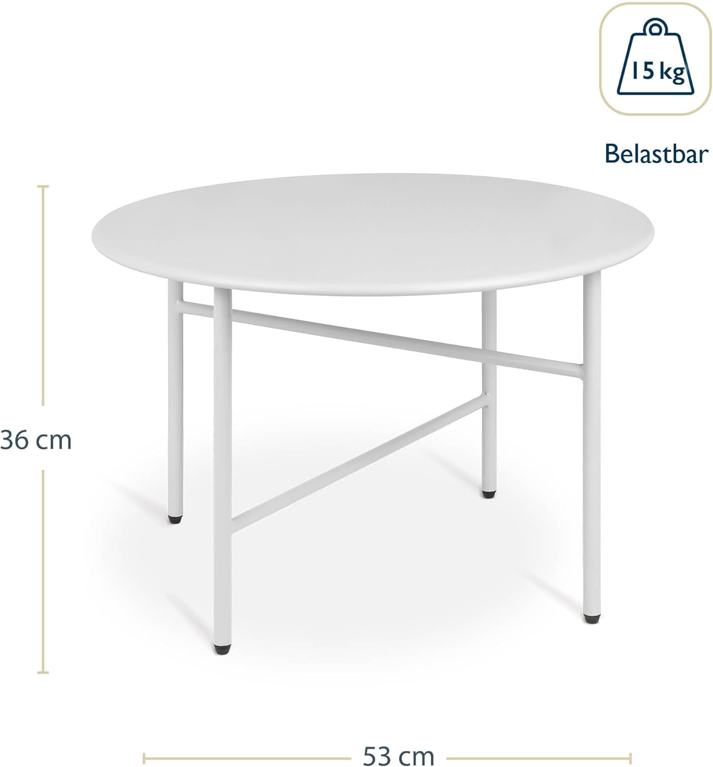 Beistelltisch, Tischplatte: Ø 53cm - Höhe: 36cm Weiss