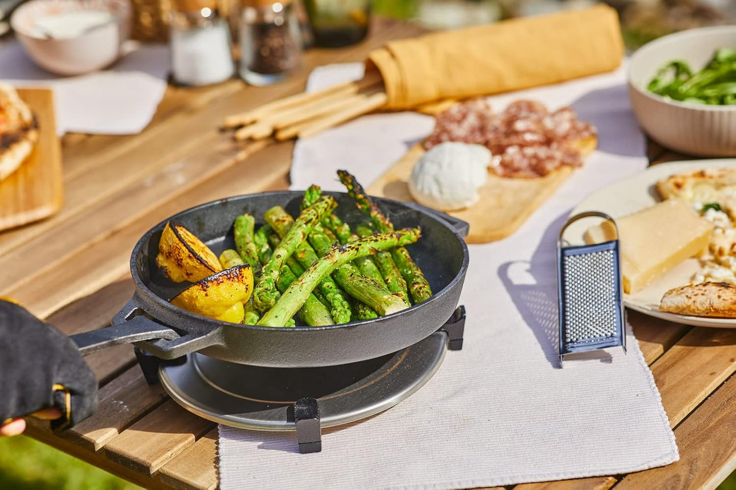 Gusseisen-Grillpfanne mit abnehmbarem Griff, Gusseisenpfanne