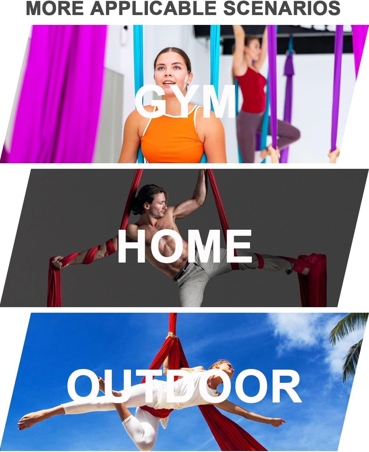 Aerial Yoga Vertikaltuch Set, 8 m, inkl. Zubehör, Dunkelgrün
