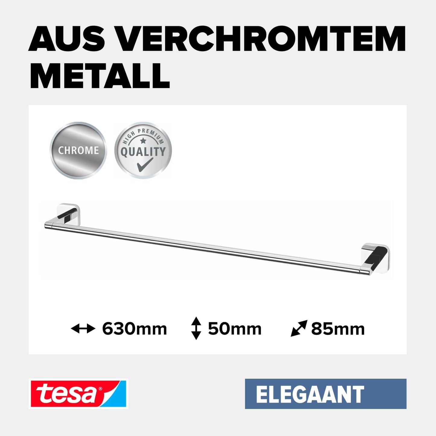 ELEGAANT Handtuchstange einfach inkl. Klebelösung ohne Bohren, Handtuchstange