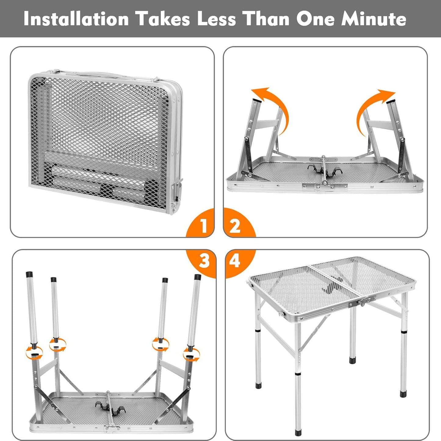 Klappbarer Campingtisch, Silbern 60 x 40 cm