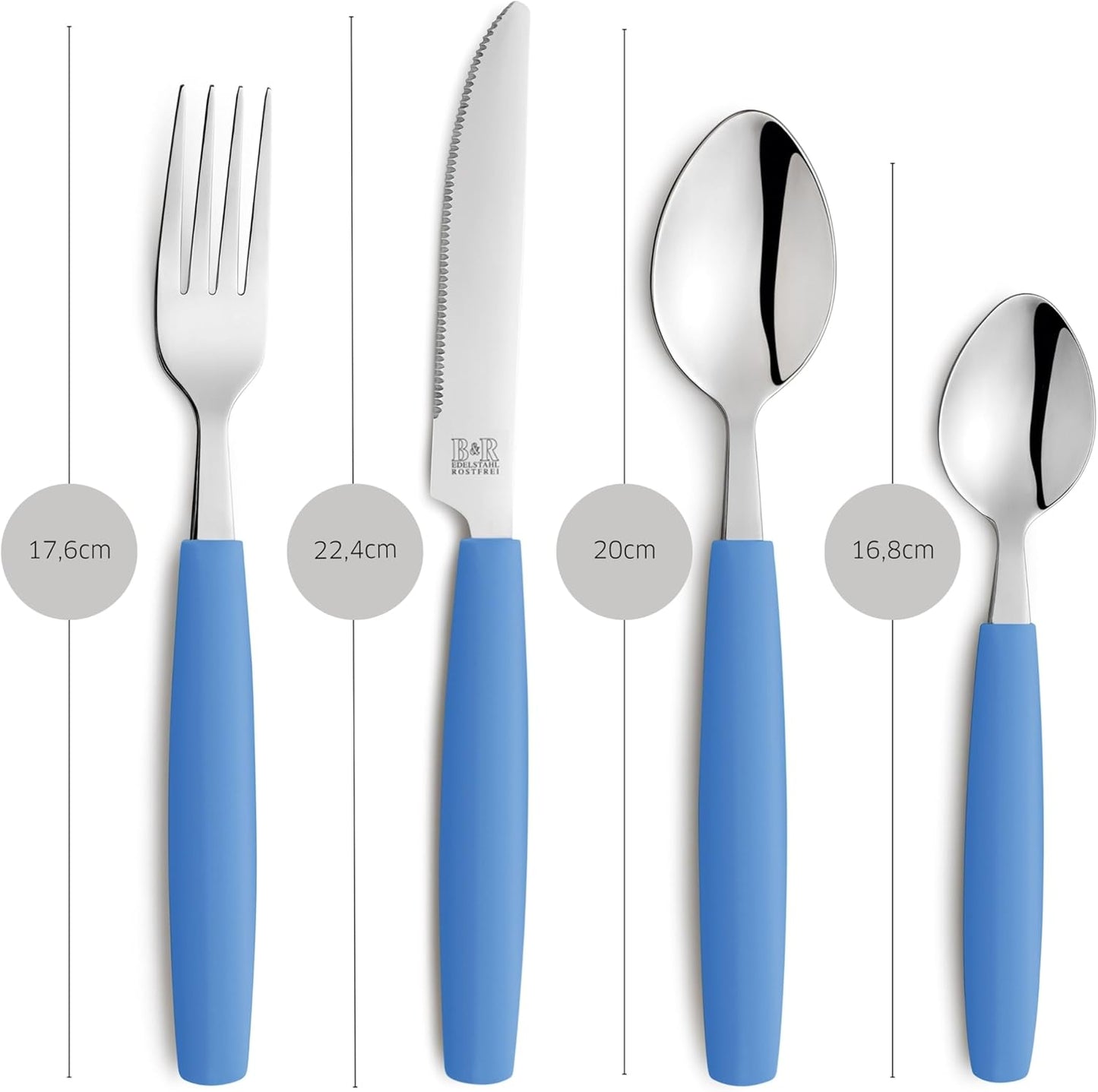 VALOA Besteck-Set für 4 Personen, Hellblau