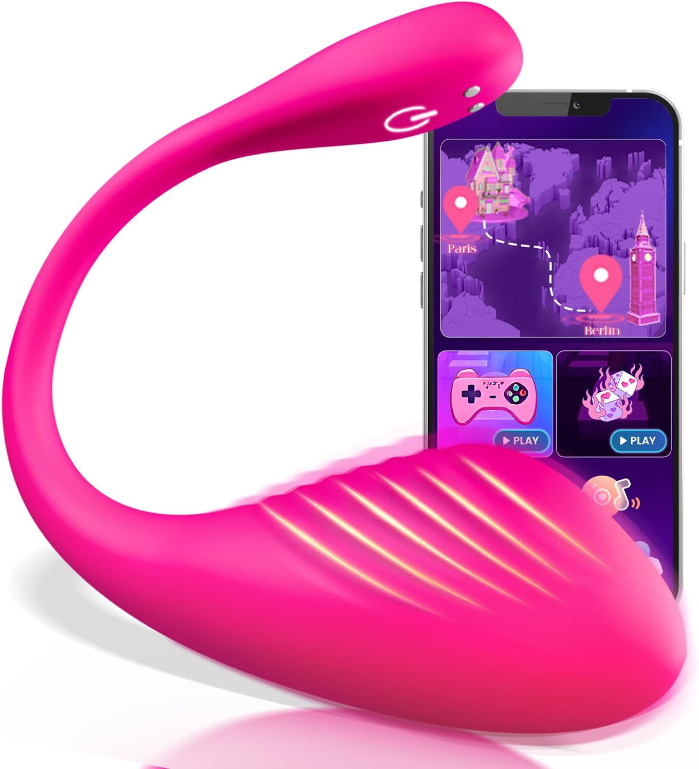 Vibrationsspielzeug mit App, 9 Modi für Paare, A-rosarot