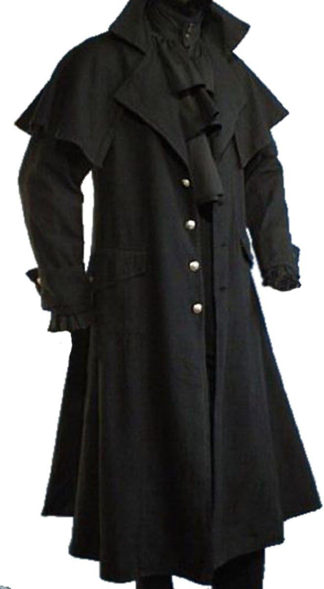 Gothic-Kutschermantel für LARP, M Schwarz
