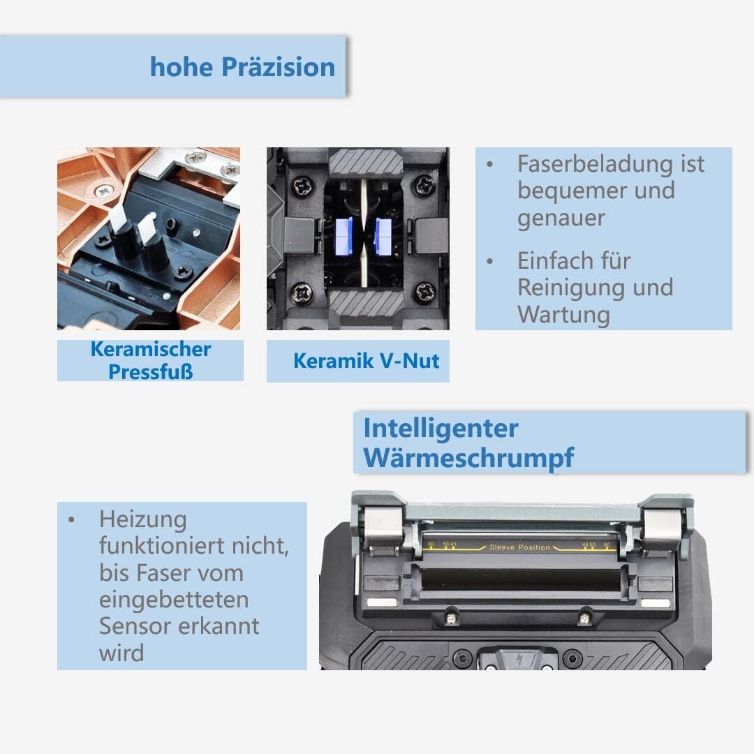 Glasfaser-Spleissgerät mit Touchscreen und 4 Motoren