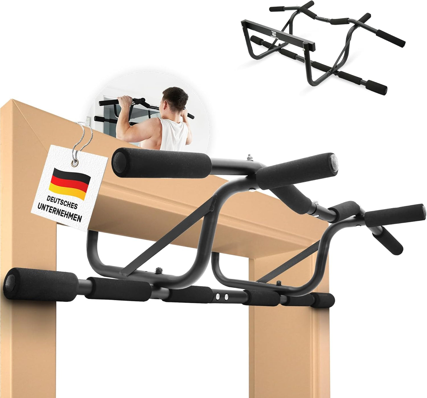 Klimmzugstange für Türrahmen, schwarz Klimmzugstange - Einhängen