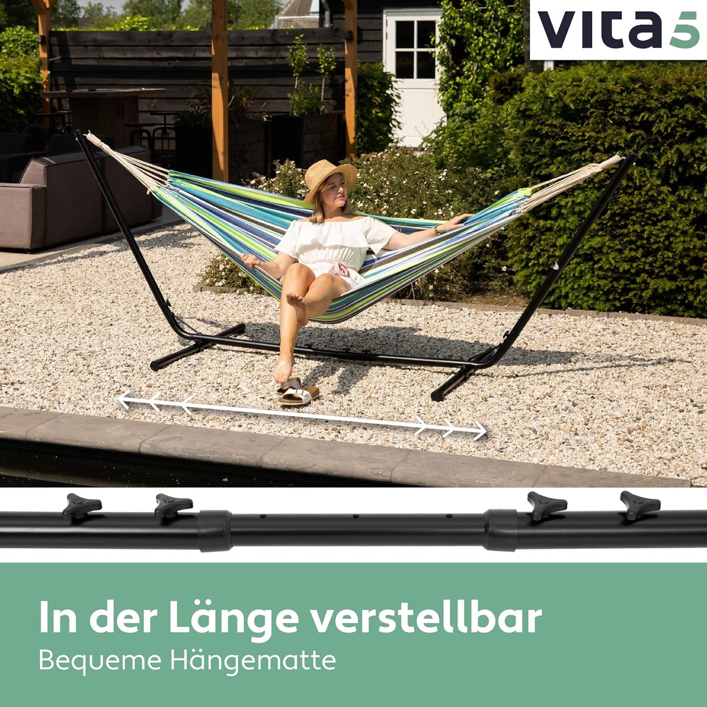 Hängematte mit Gestell für 2 Personen, Grün