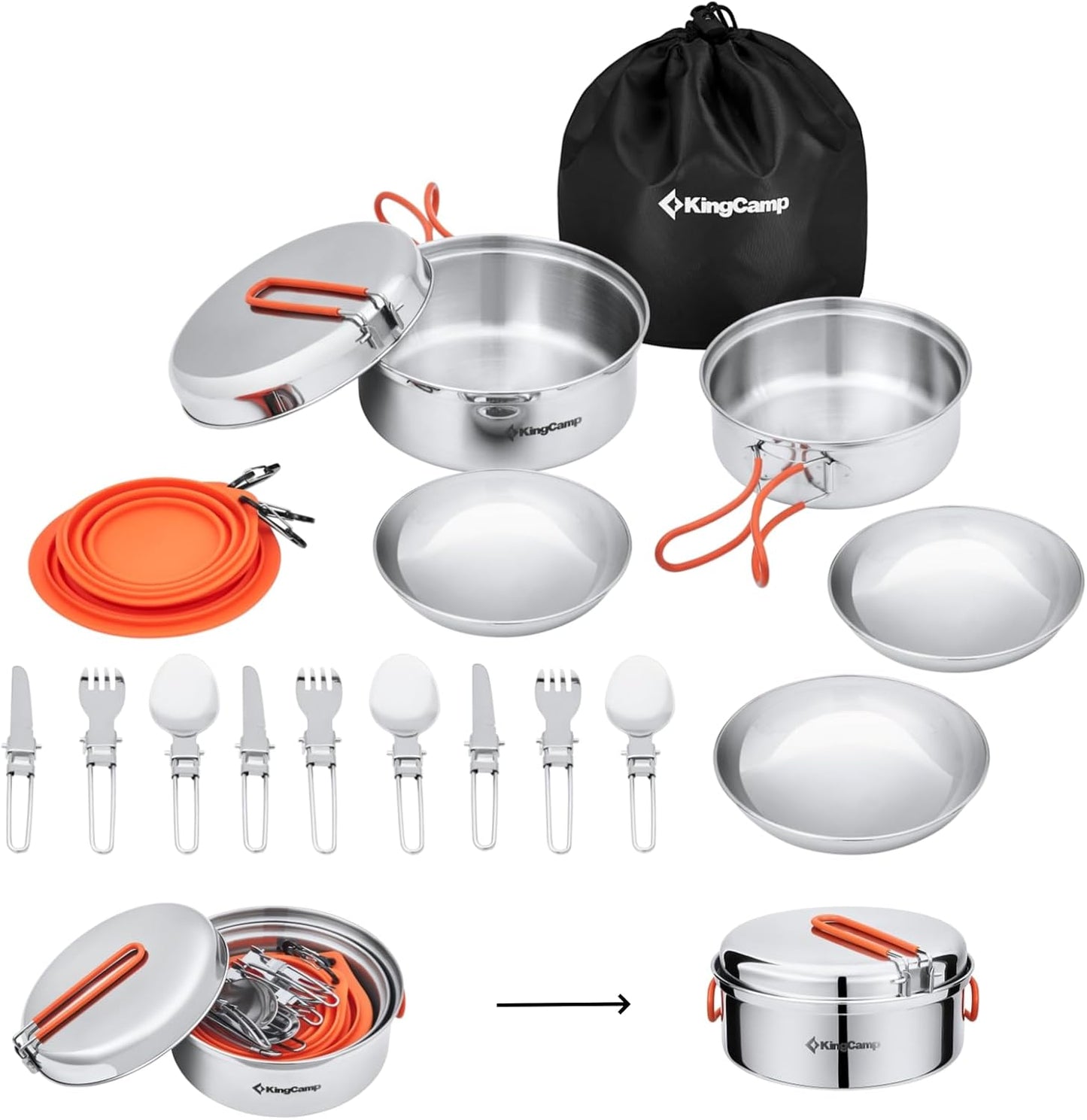 Camping-Geschirr-Set für 2-4 Personen, 3-4 Person