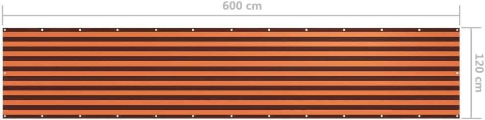 Balkonumspannung, 120 x 600 cm Orange und Braun