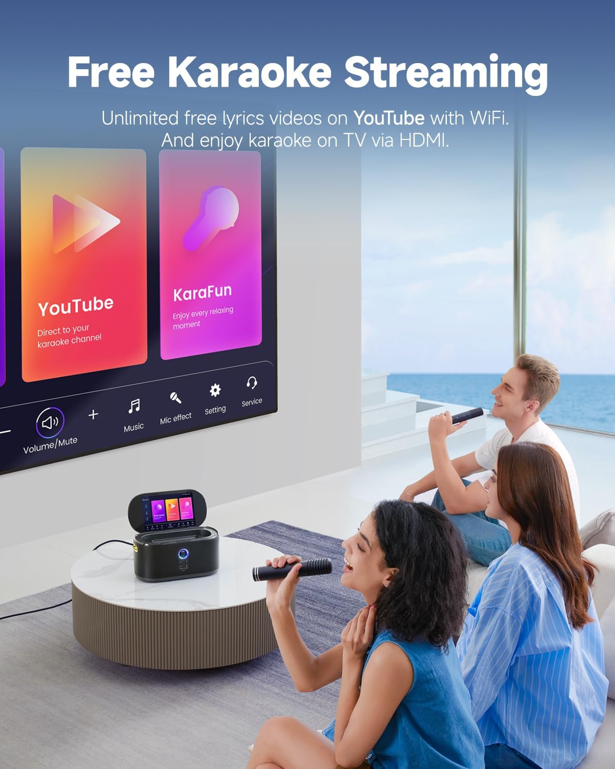 Karaoke-Maschine mit 2 kabellosen Mikrofonen