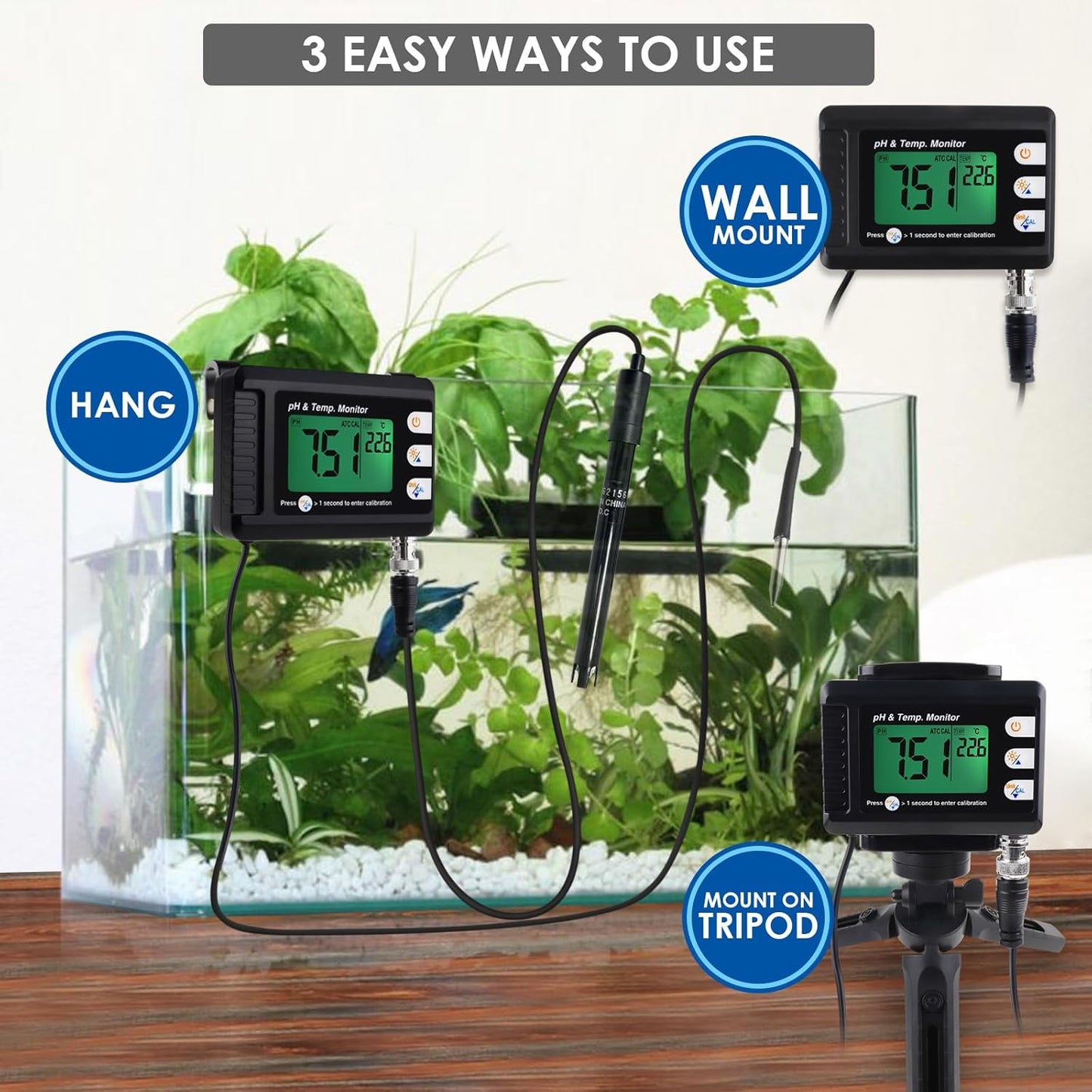 pH- und Temperaturmessgerät für Wasserqualität, BNC-Elektrode für pH