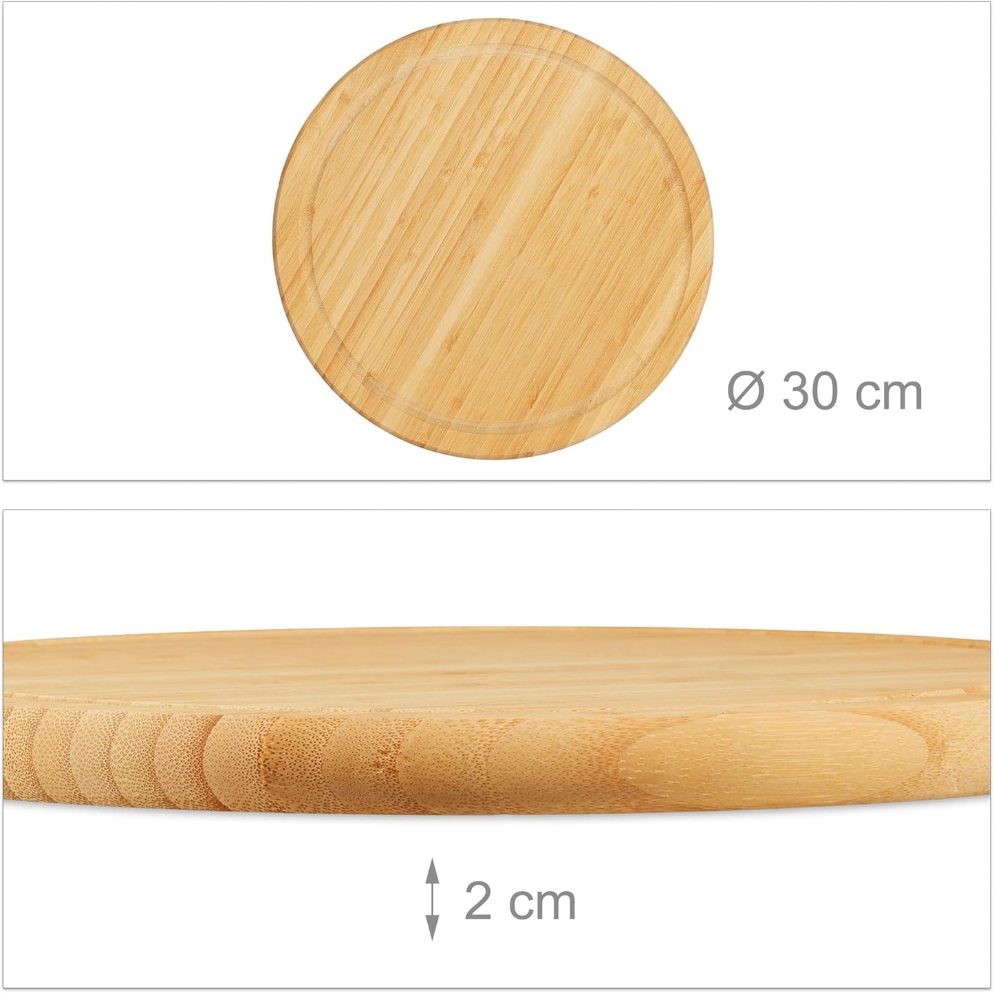 Frühstücksbrettchen-Set rund aus Bambus (4-teilig)