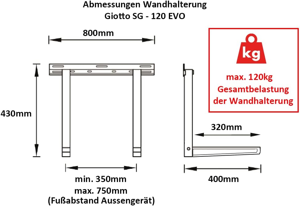 Wandkonsole GIOTTO SG 120 EVO für Klimaanlagen