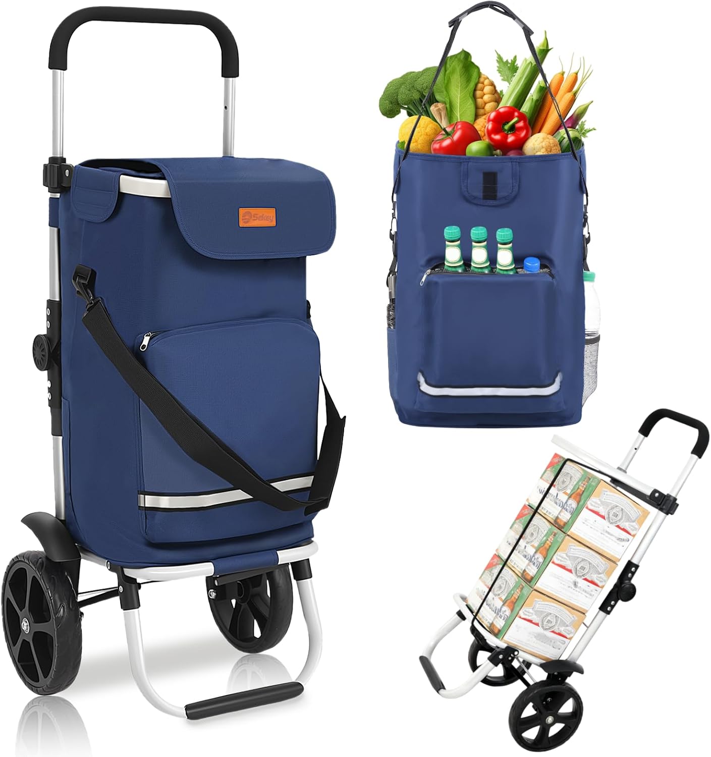 Klappbarer Einkaufstrolley, Blau