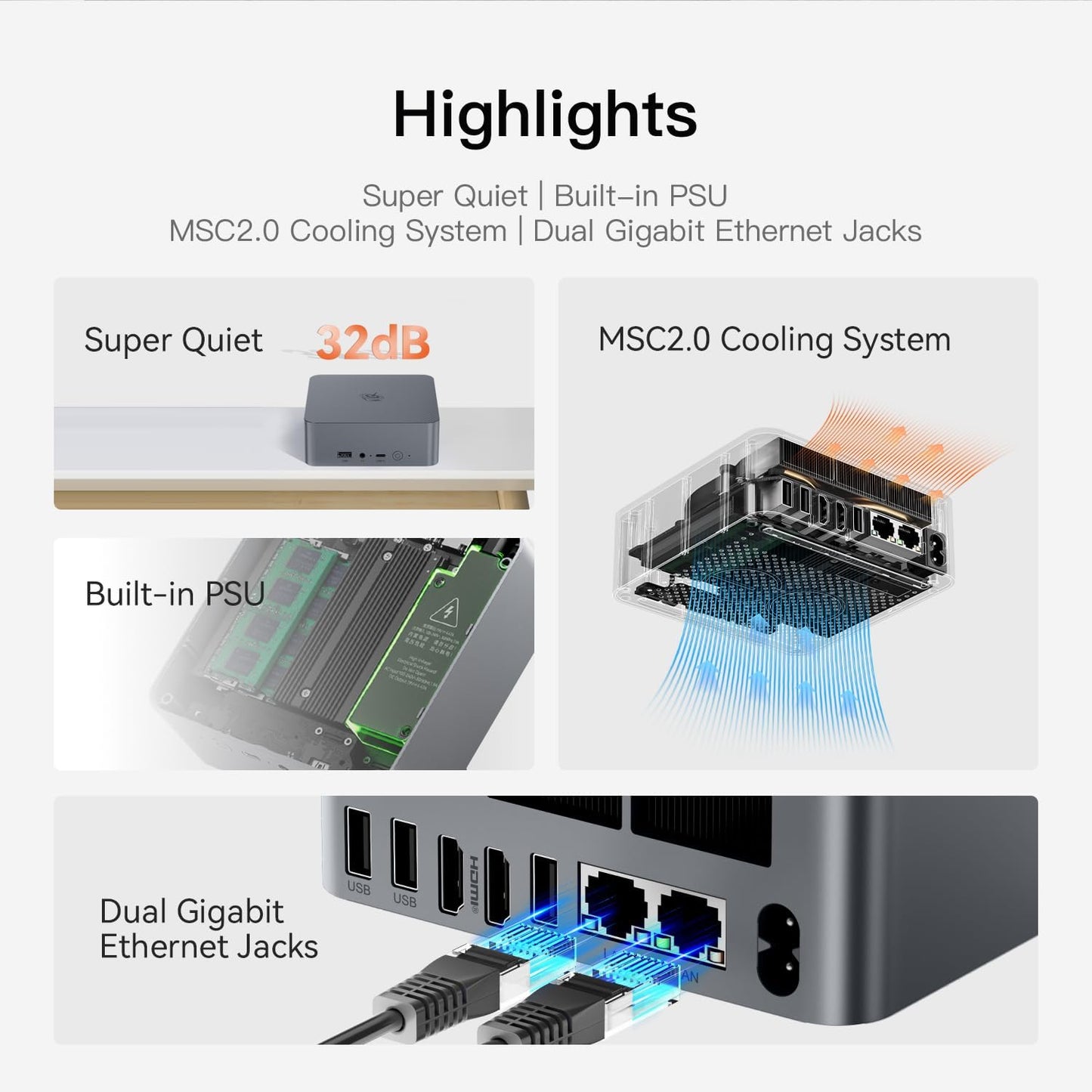Mini PC Ryzen 5 5650U, EQR5 5650U/16G/500G