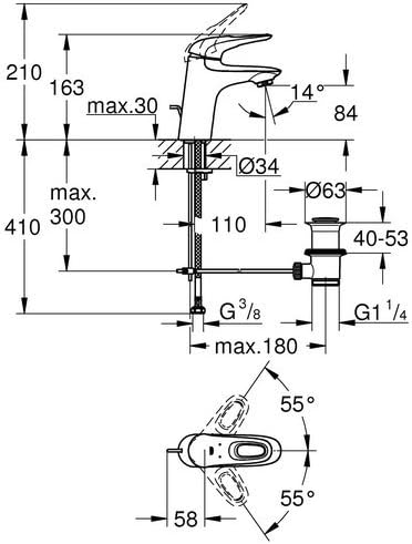 Eurostyle Einhand-Waschtischbatterie, InnerWater Guide