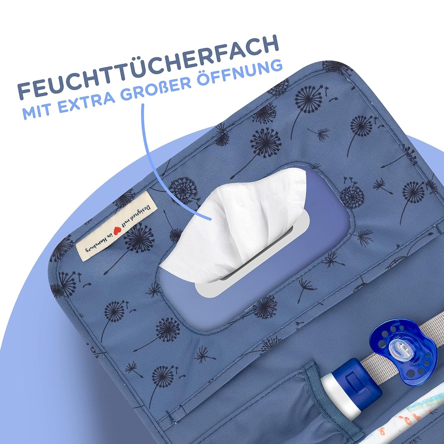 Windeltasche mit Wickelunterlage für unterwegs, Blau