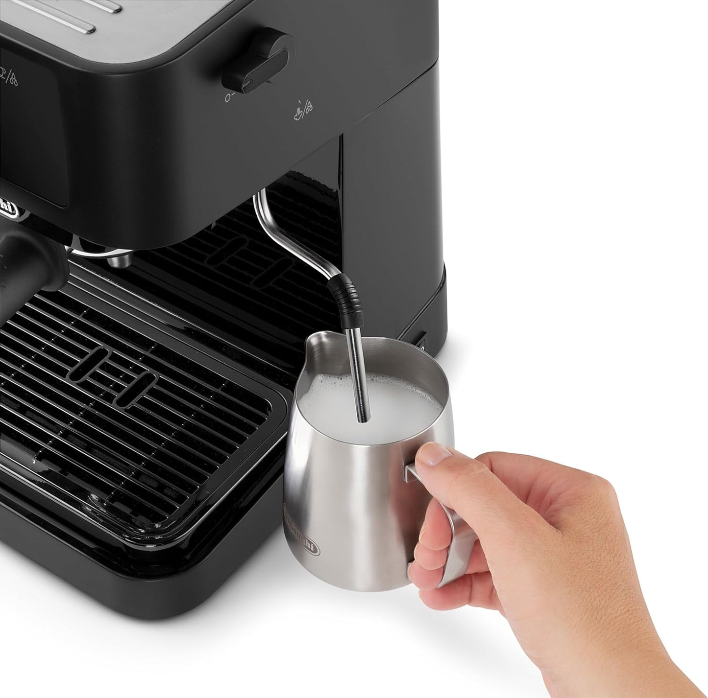 Stilosa EC 230.BK Siebträgermaschine mit Milchaufschäumer, Schwarz