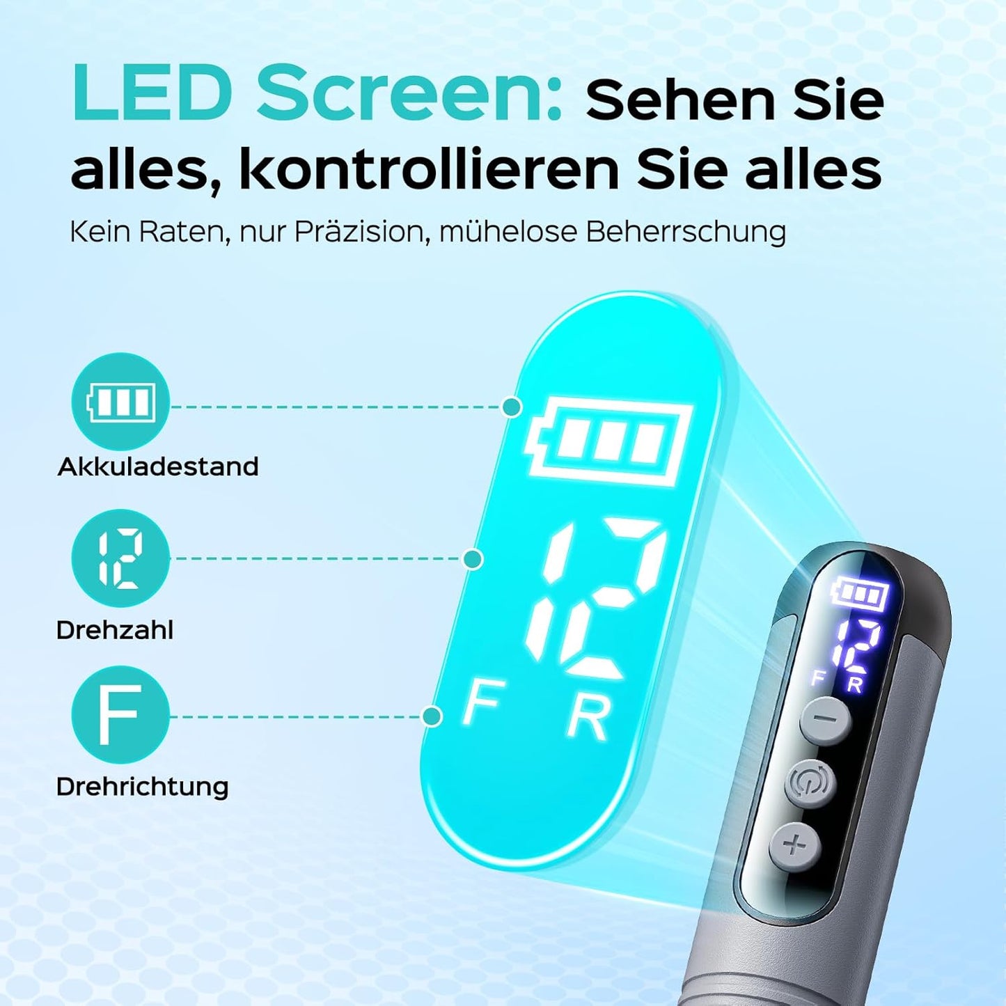 C50 Nagelfräser mit LED-Display, Dunkelgrau
