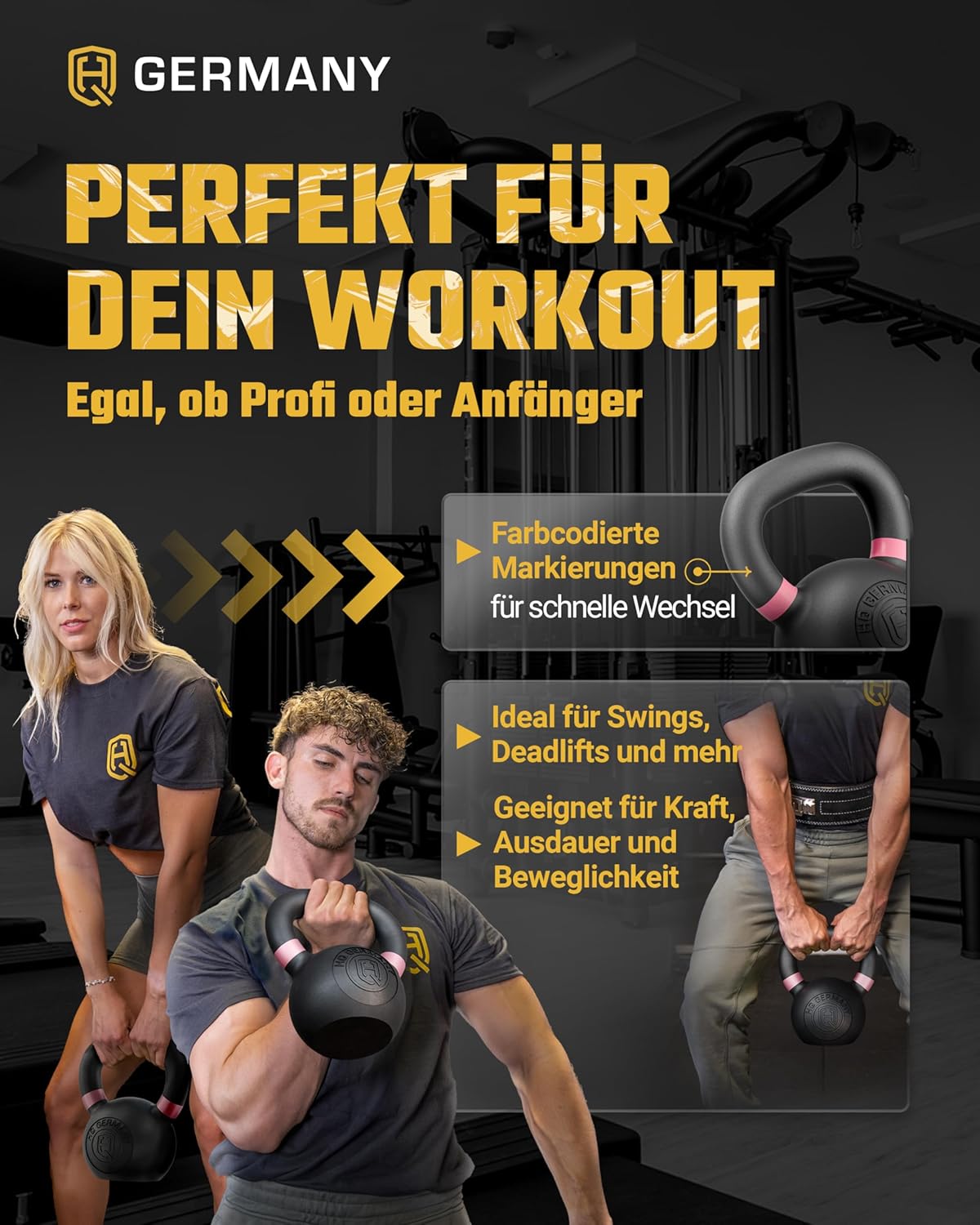Powdercoat Kettlebell Starter-Set, +Starter-Set (6kg+8kg+12kg)