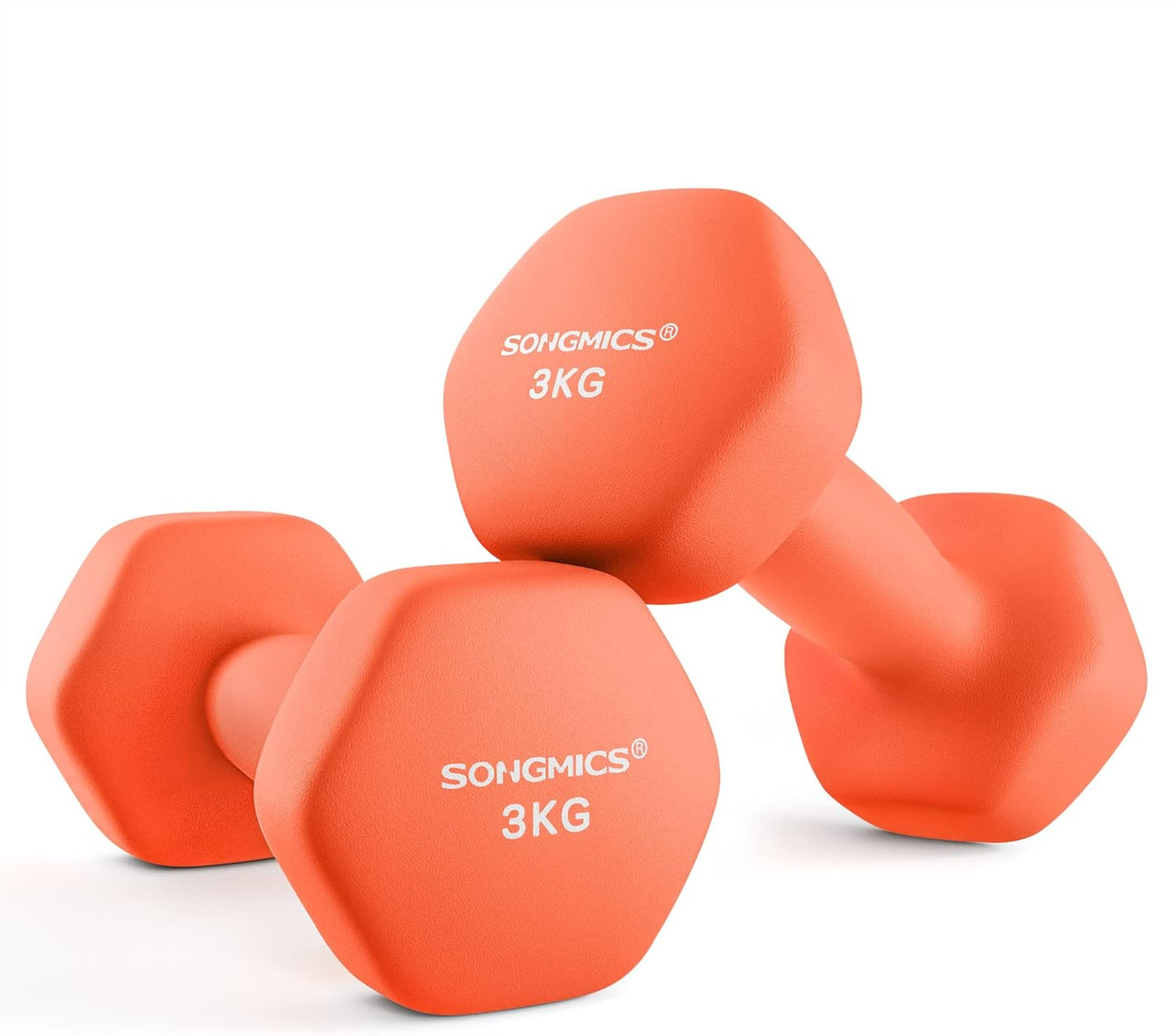 Hantelset für Krafttraining, 2 x 3 kg, papayaorange