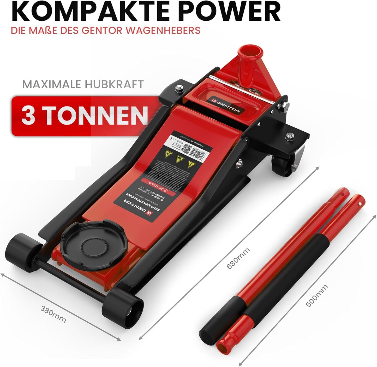 Hydraulischer Rangierwagenheber 3T, rot