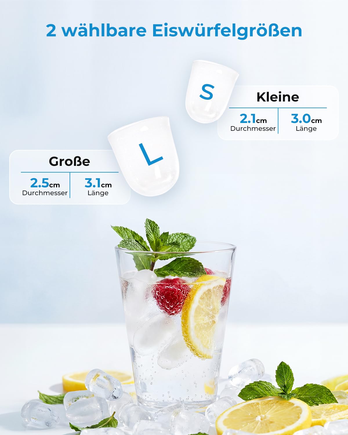Eiswürfelmaschine mit Schublade & Reinigung, Schwarz