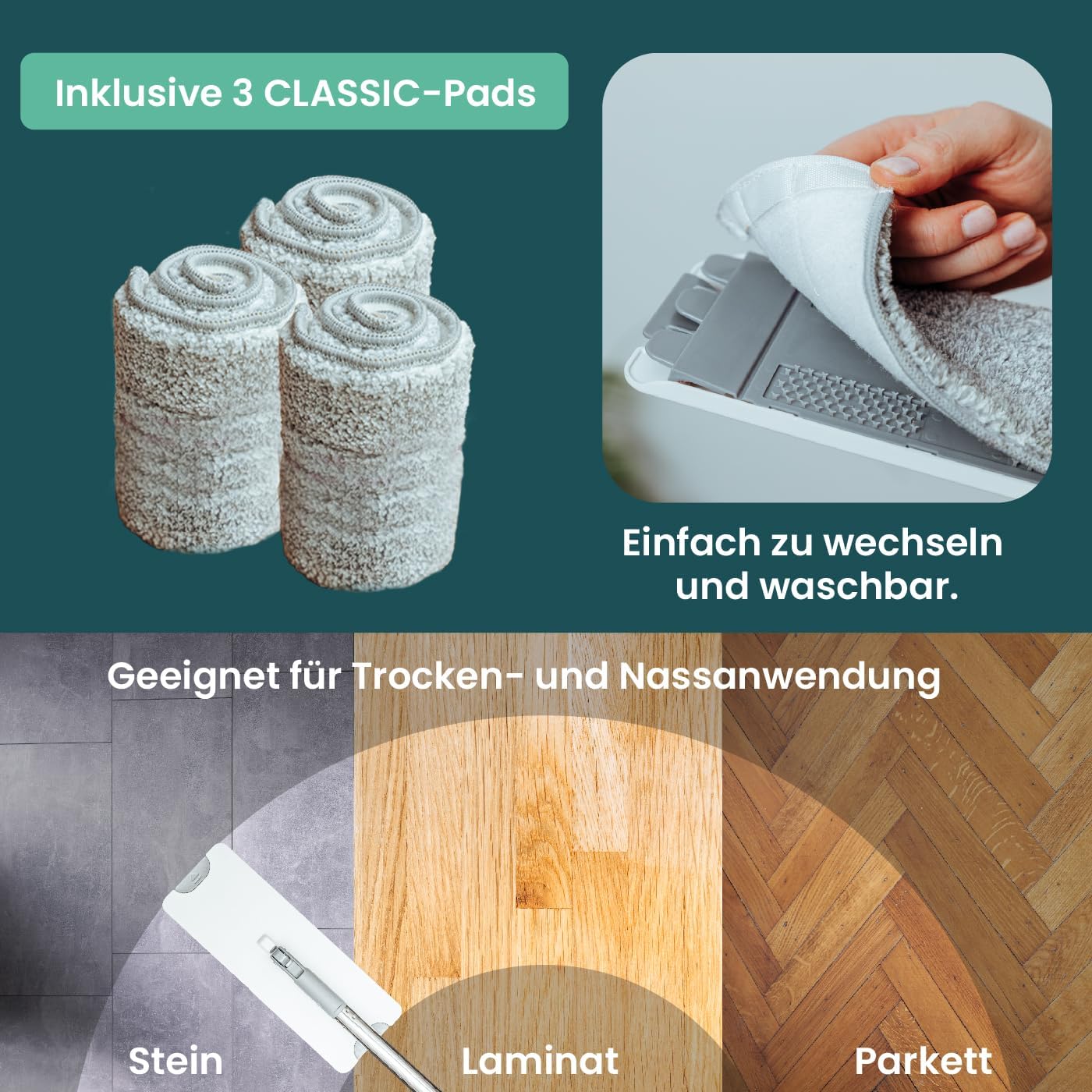 TripleClean Classic Bodenwischer-Set mit Eimer, TripleClean Classic