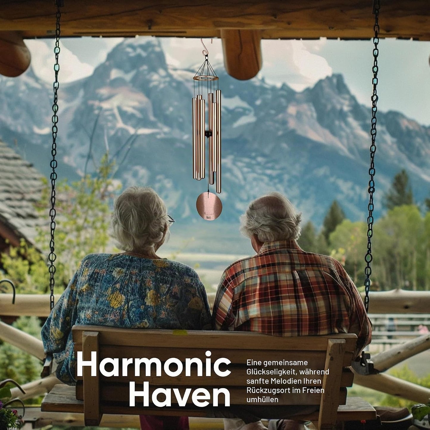 Aureole Tunes Windspiel mit 6 Röhren abgestimmt auf C Pentatonic Skala, 56 Inches Roségold