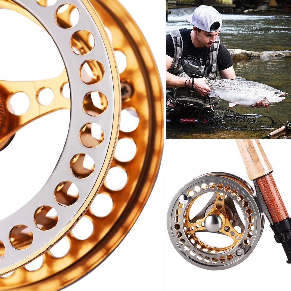 Fliegenfischen-Rolle mit CNC-Aluminium-Spule, gold , silber 7/8 Reel