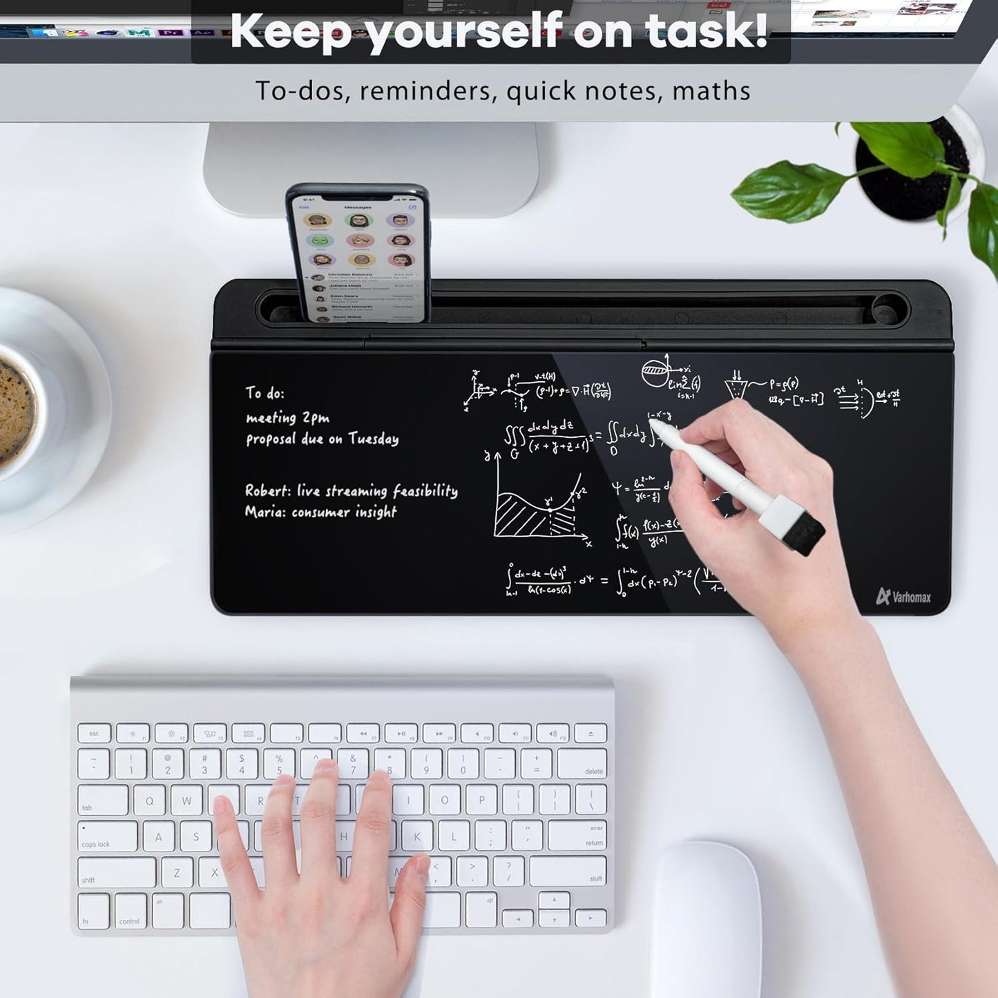 Schreibtisch-Organizer mit Whiteboard, Schwarz