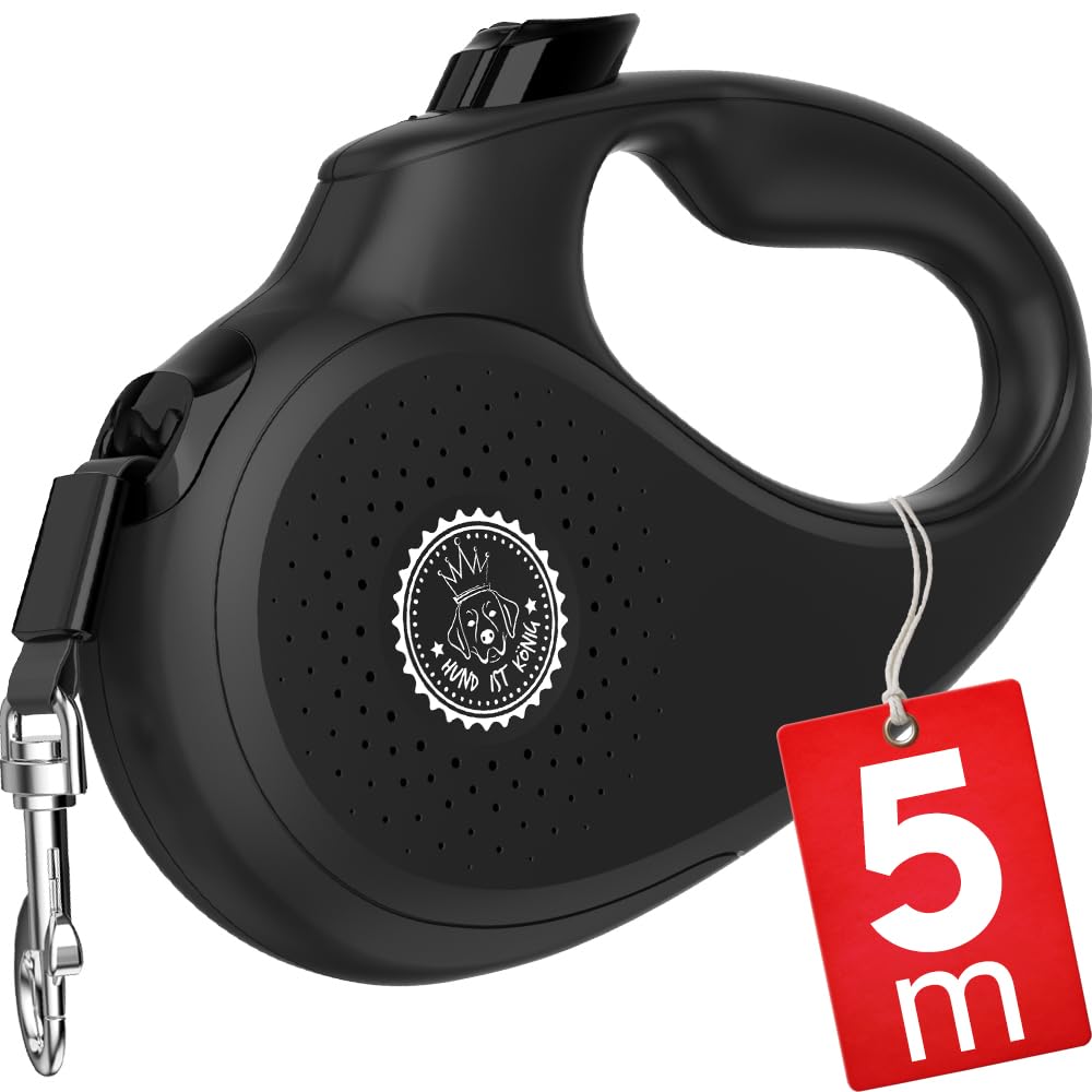Rollleine mit bequemen Griff, L | 5m | bis 50kg Schwarz