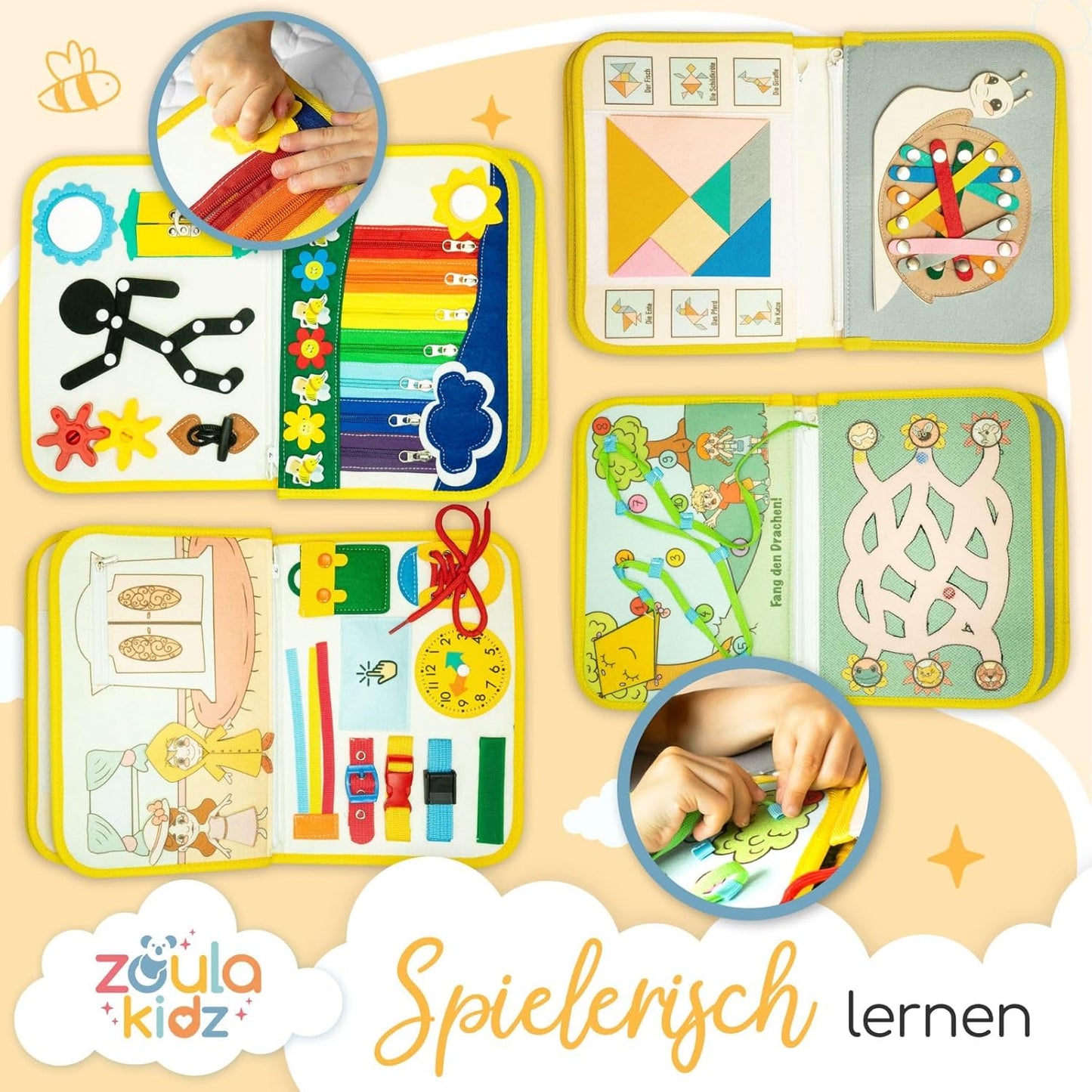 Busy Board Activity Buch für Kleinkinder, Alpaka