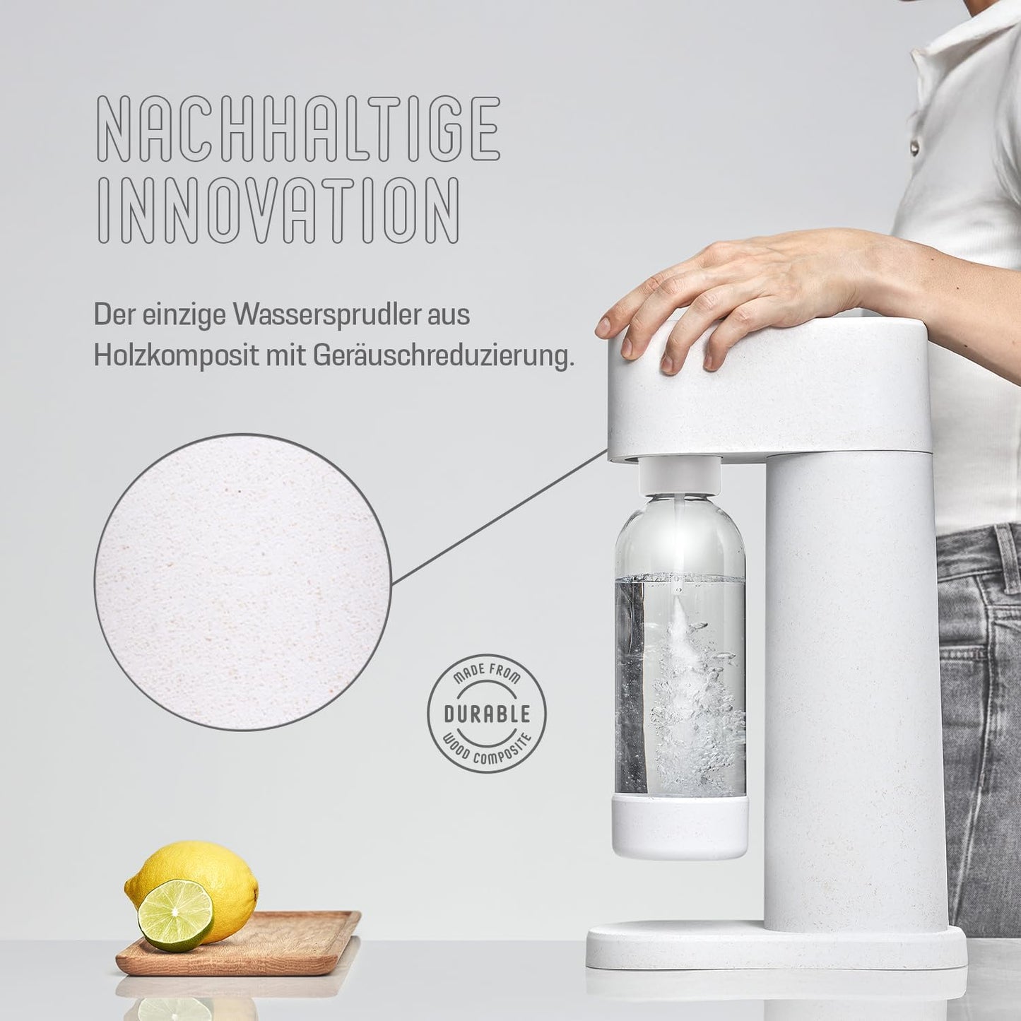 Woody WD002F-WE Wassersprudler, ohne CO2-Zylinder, Weiss, Ohne CO2-Zylinder