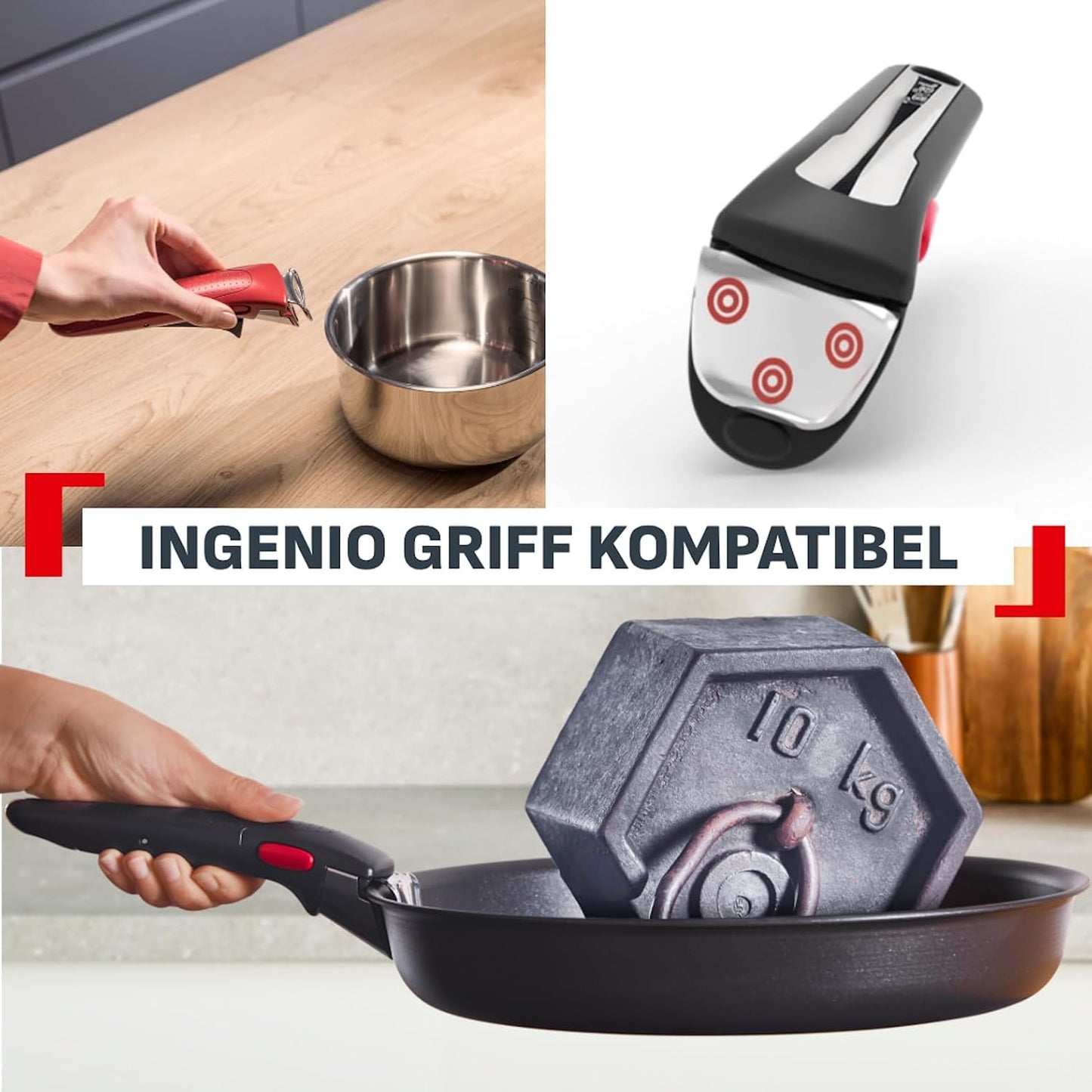 Ingenio Explore Antihaft-Pfannen-Set, Keramik "Neu" - 3-tlg. Pfannen-Set 24/28 cm + 1 Griff